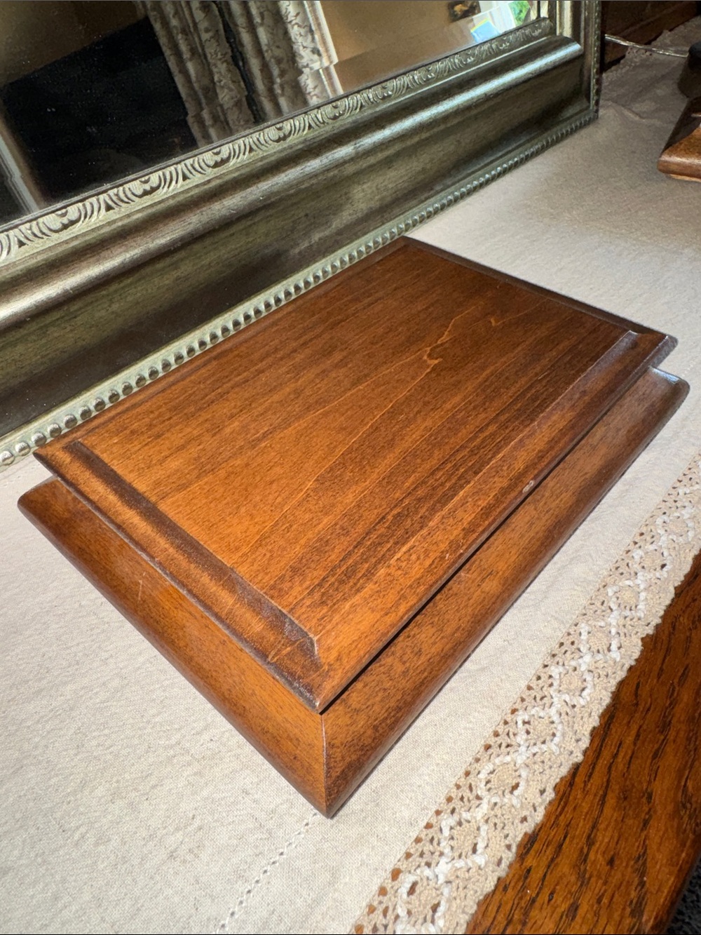 Valet Oak Solid Wood Box with Felt Lining Handmade